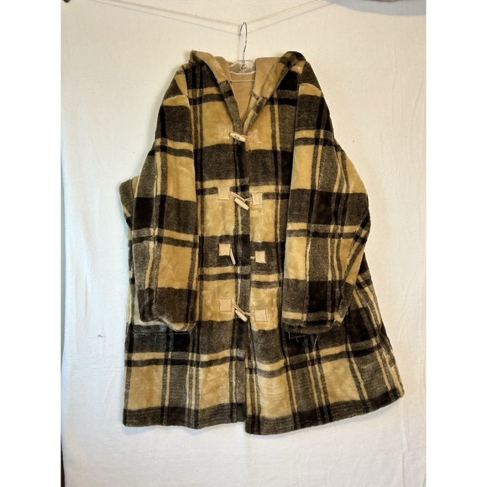 Centigrade Beige and Black Plaid Reversible Coat Woman's Size 2XL #1420
